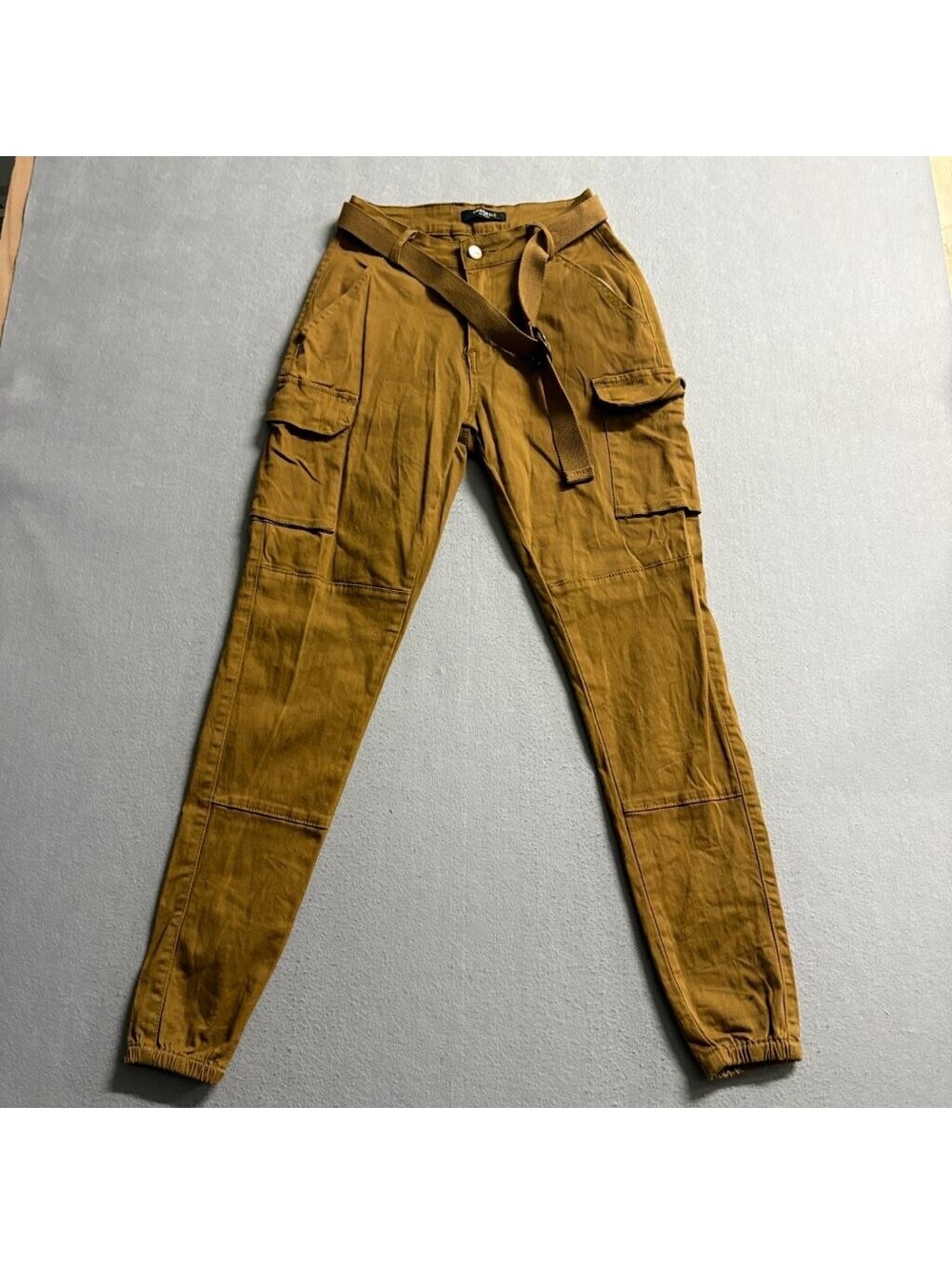 American Bazi Womens Cargo Jogger Pants Size S Brown Belted Utility Stretch
